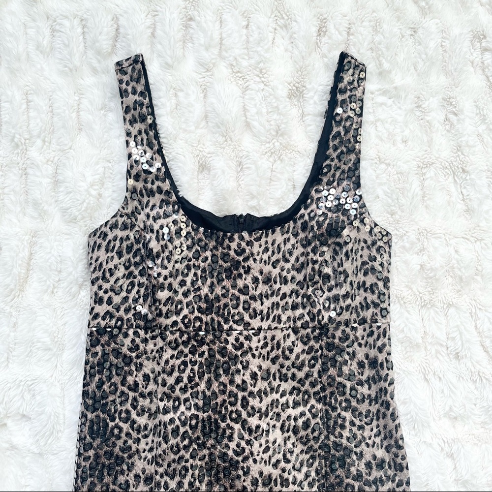 Bailey 44 Sequin Leopard Print Sleeveless Sheath Dress